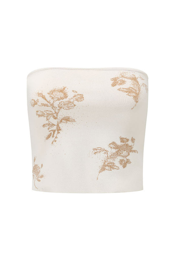 SWAYING 25 Early Autumn Floral Jacquard Elastic Bandeau SW-SW25PF1T01C1-NB Cream White